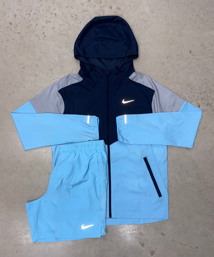 Nike Aquarius Blue Windrunner Jacket x Challenger Shorts Set