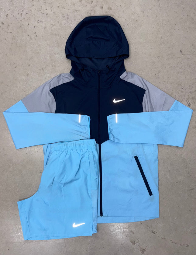 Nike Aquarius Blue Windrunner Jacket x Challenger Shorts Set