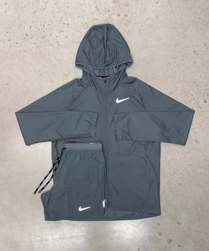 Nike Grey Essential Windrunner Jacket x Flex Stride Shorts Set