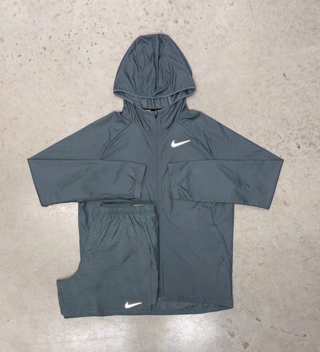 Nike Grey Essential Windrunner Jacket x Challenger Shorts Set