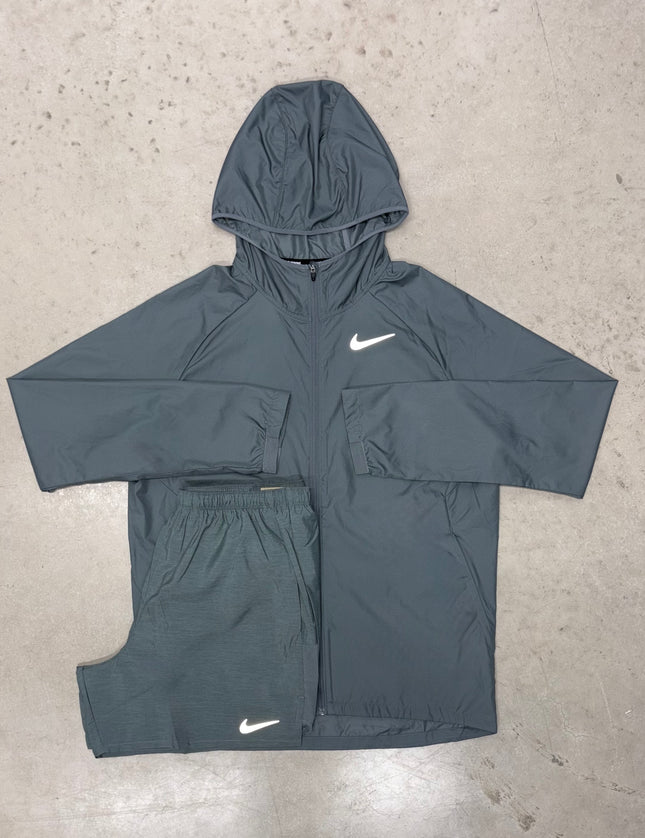 Nike Grey Essential Windrunner Jacket x Challenger Shorts Set
