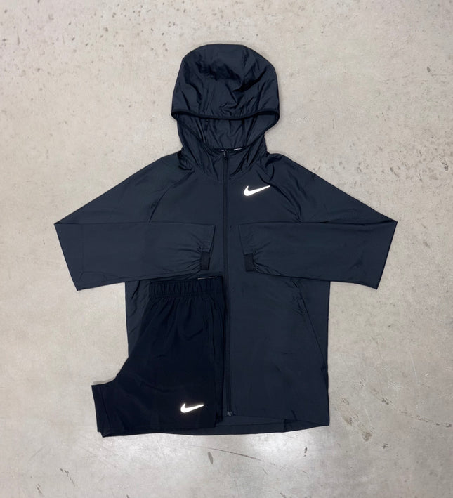 Nike Black Essential Windrunner Jacket x Challenger Shorts Set