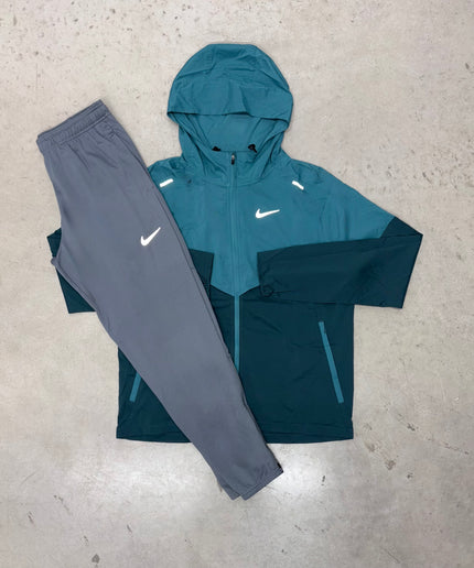 Nike Teal Blue Windrunner Jacket x Grey Challenger Tracksuit