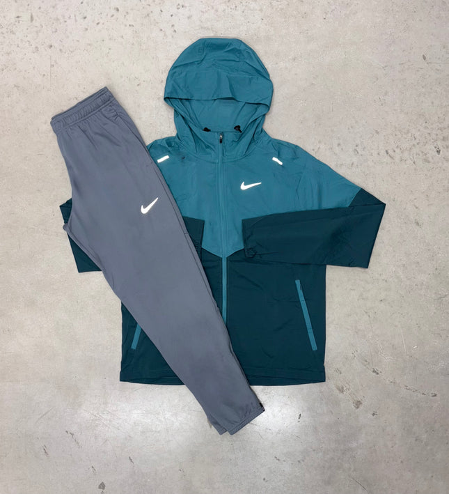 Nike Teal Blue Windrunner Jacket x Grey Challenger Tracksuit