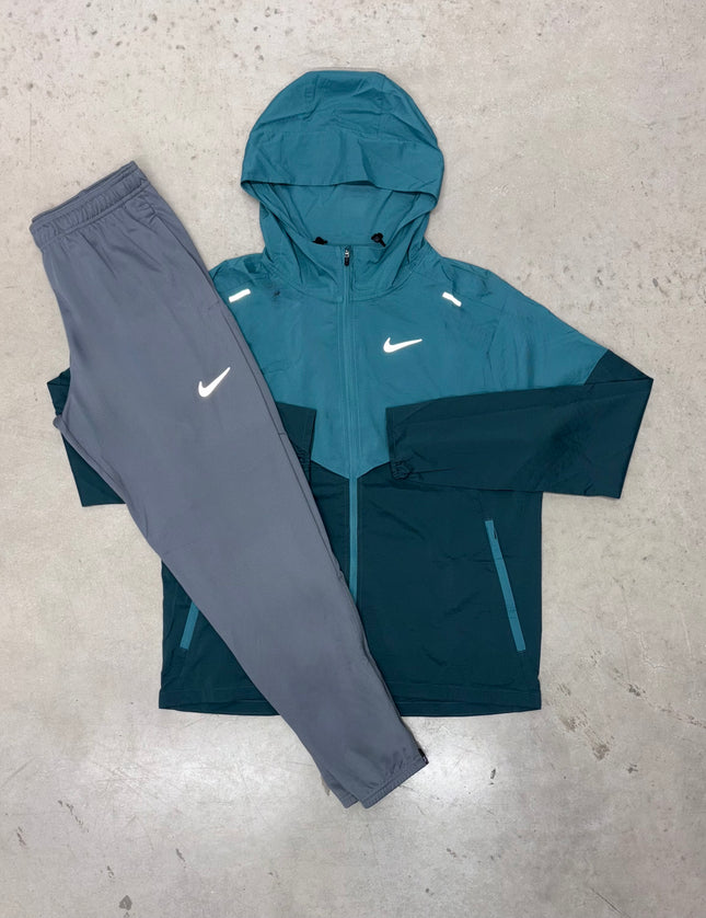 Nike Teal Blue Windrunner Jacket x Grey Challenger Tracksuit