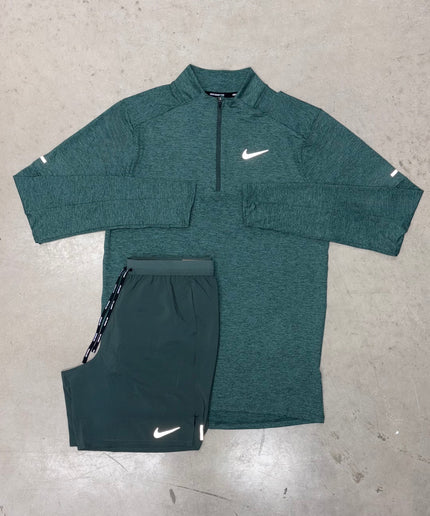 Nike Vintage Green Stride 1/4 Zip x Flex Stride Shorts