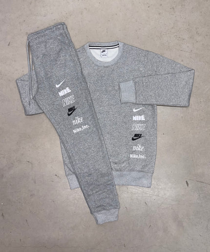 Nike Grey Multi-Logo Fleece Tracksuit