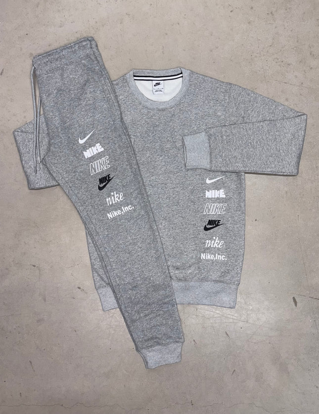 Nike Grey Multi-Logo Fleece Tracksuit
