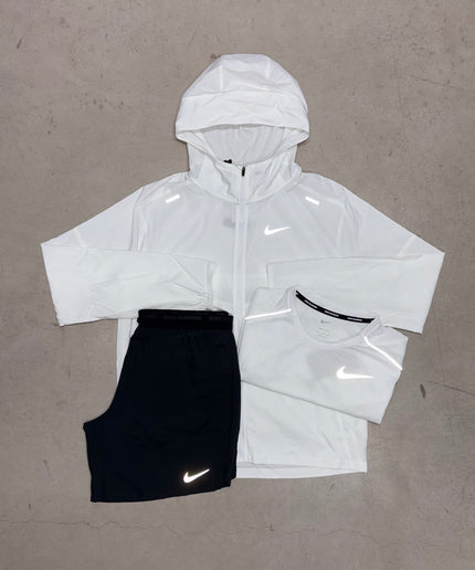 Nike Ice White Windrunner Jacket x Black Flex Stride Shorts Tracksuit