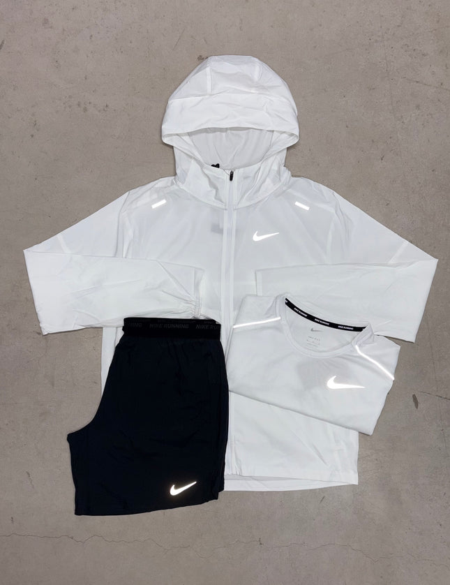 Nike Ice White Windrunner Jacket x Black Flex Stride Shorts Tracksuit