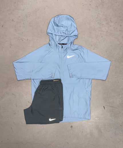 Nike Cobalt Essential Windrunner Jacket x Grey Challenger Short Set
