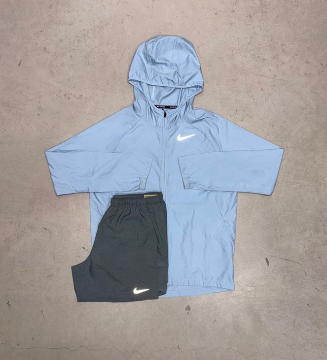 Nike Cobalt Essential Windrunner Jacket x Grey Challenger Short Set