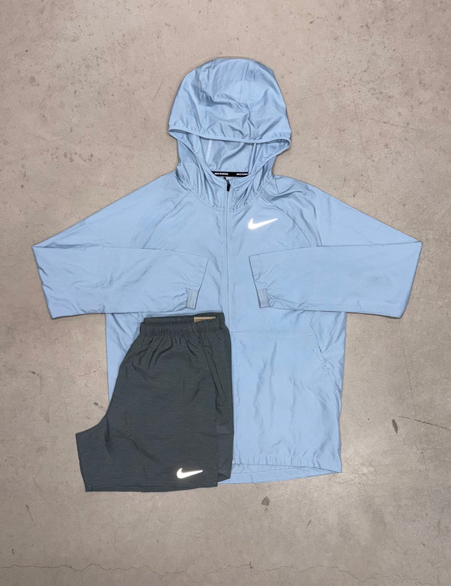 Nike Cobalt Essential Windrunner Jacket x Grey Challenger Short Set