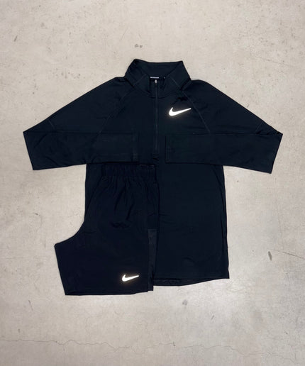 Nike Black Element 1/4 Zip x Black Challenger Shorts Set