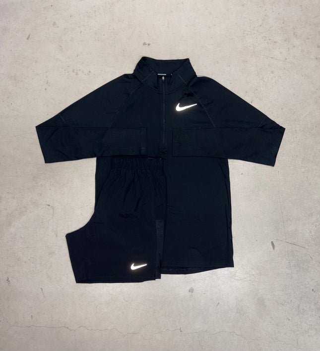 Nike Black Element 1/4 Zip x Black Challenger Shorts Set