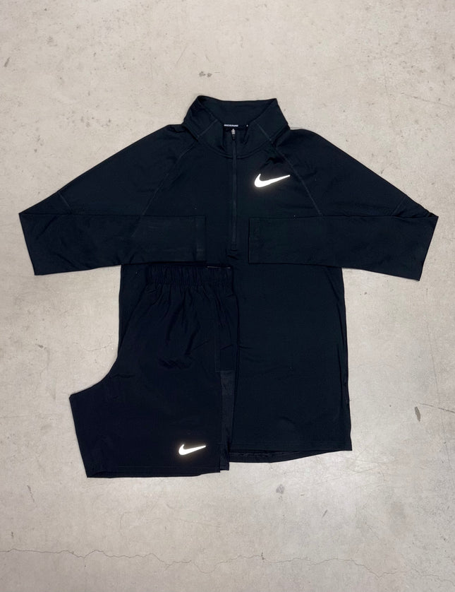 Nike Black Element 1/4 Zip x Black Challenger Shorts Set