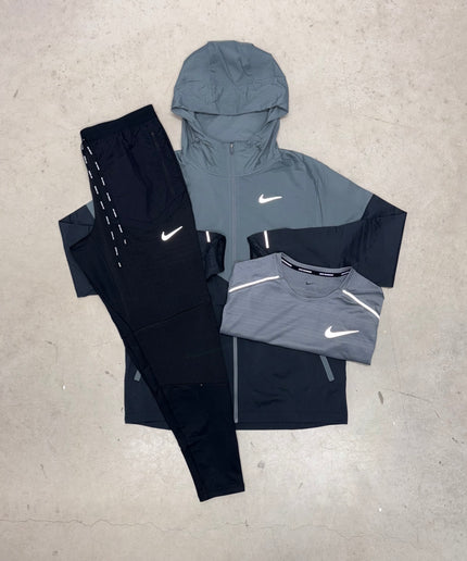 Nike Black/Grey Windrunner Jacket Phenom Elite Bundle x Grey Miler T-Shirt