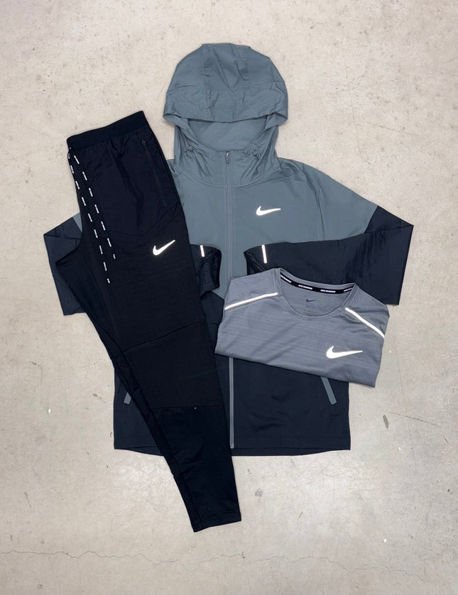 Nike Black/Grey Windrunner Jacket Phenom Elite Bundle x Grey Miler T-Shirt
