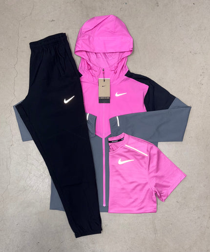 Nike Playful Pink Windrunner Jacket x Black Challenger Pants Full Bundle