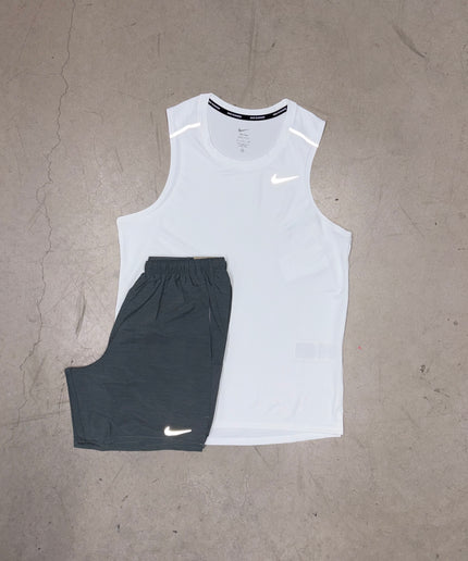 Nike Ice White Miler Vest x Grey Challenger Shorts Set