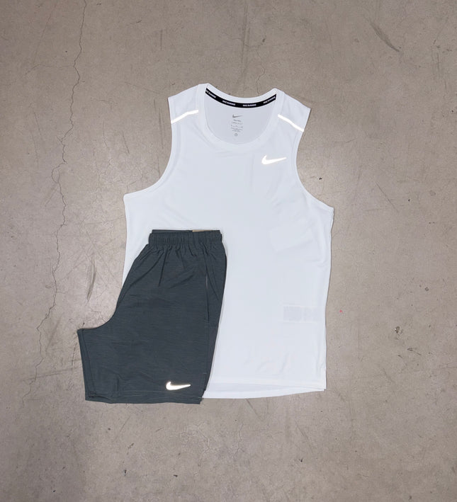 Nike Ice White Miler Vest x Grey Challenger Shorts Set
