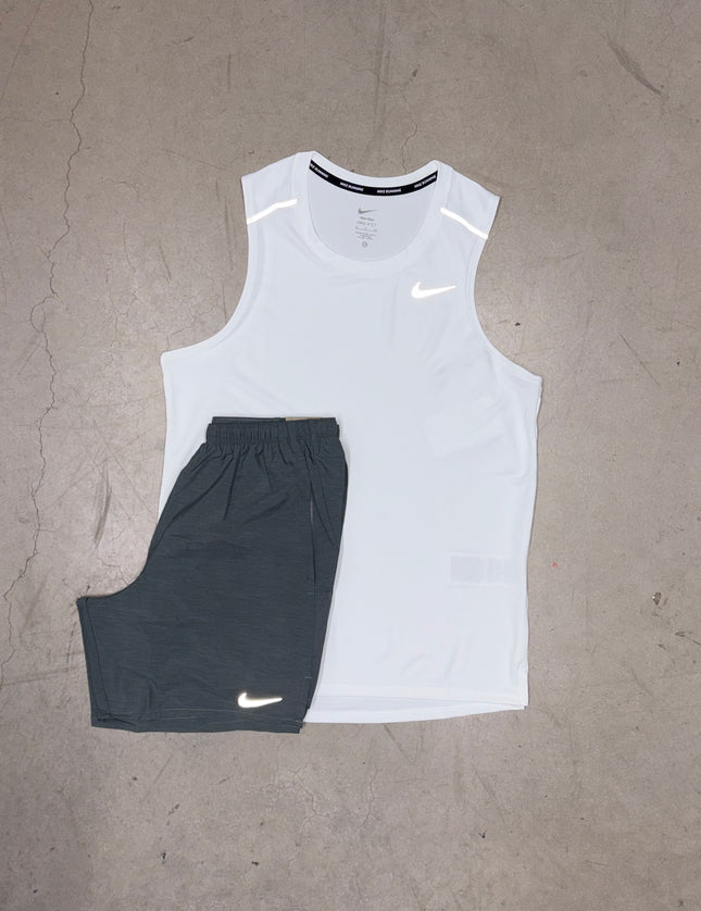 Nike Ice White Miler Vest x Grey Challenger Shorts Set