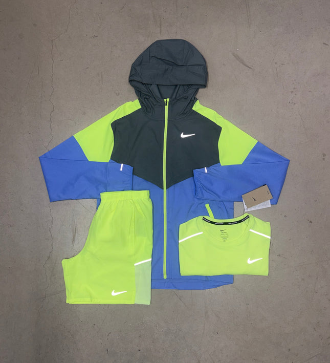 Nike Volt Yellow Multi-Colour Block Windrunner Jacket Full Bundle