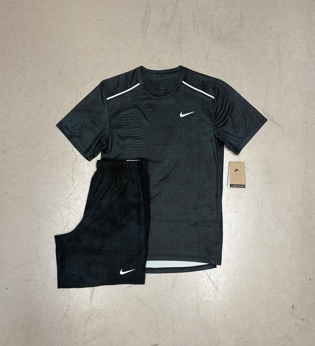 Nike Black Dri-Fit Patterned Miler Set