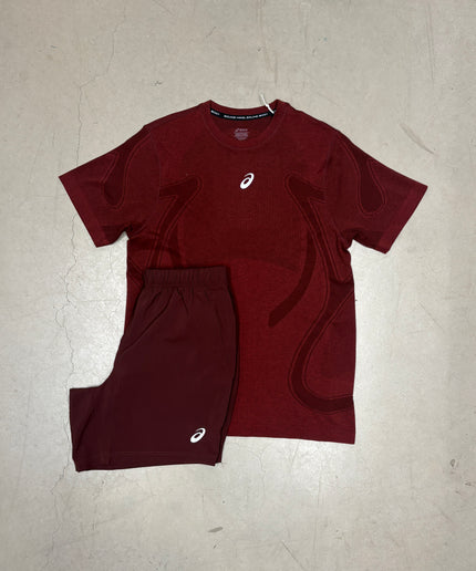 ASICS Maroon Seamless Road SS Full Set