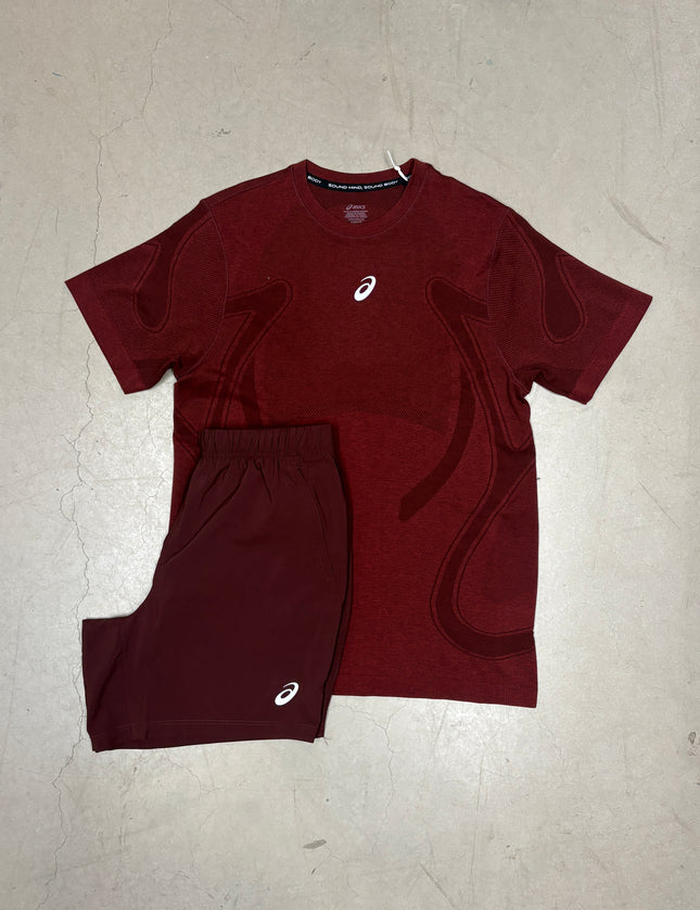 ASICS Maroon Seamless Road SS Full Set