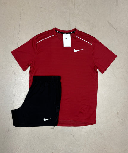 Nike Red/Burgundy Miler x Black Challenger Shorts Set