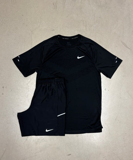 Nike Black Stride Tee x Black Miler Shorts Set