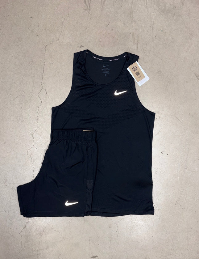 Nike Black Stride Vest x Black Challenger Shorts Full Set