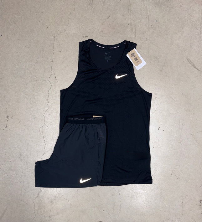 Nike Black Stride Vest x Black Flex Shorts Full Set