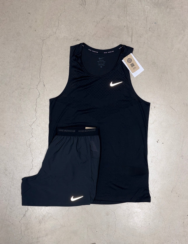 Nike Black Stride Vest x Black Flex Shorts Full Set