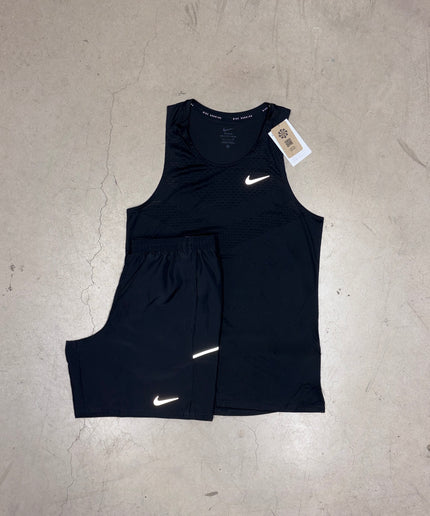 Nike Black Stride Vest x Black Miler Shorts Full Set