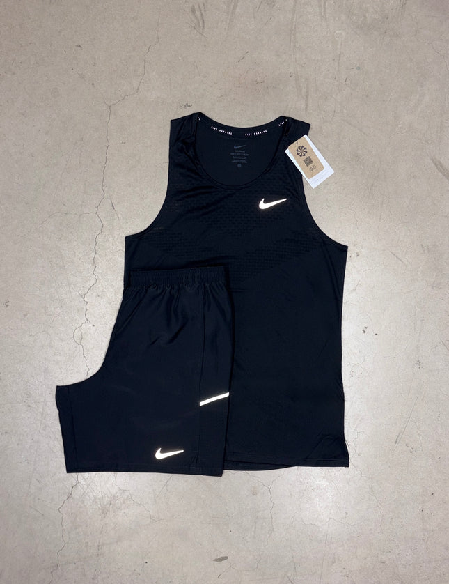 Nike Black Stride Vest x Black Miler Shorts Full Set