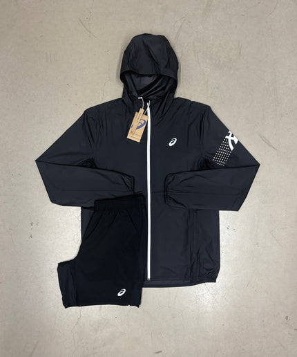 ASICS Black Icon SS Jacket x Icon Shorts Matching Set