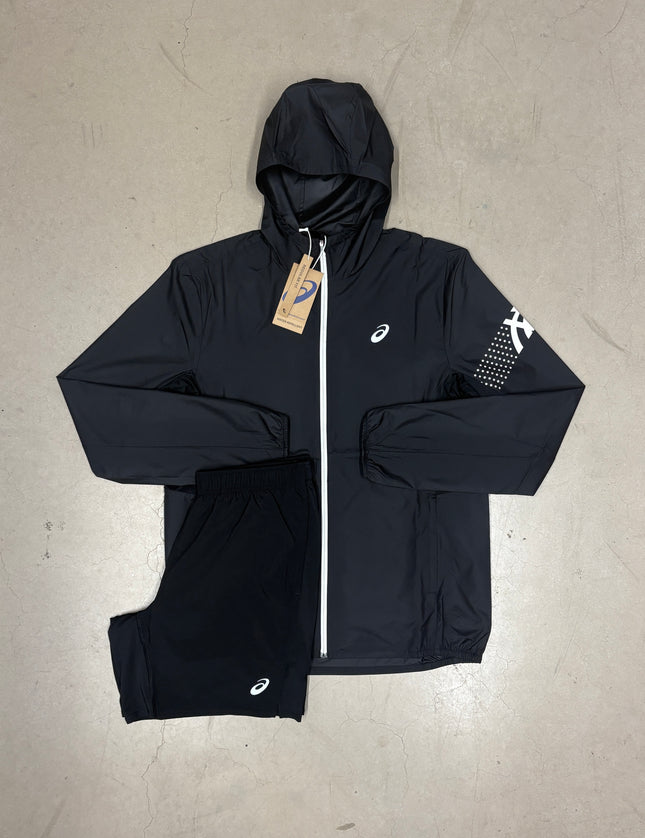 ASICS Black Icon SS Jacket x Icon Shorts Matching Set