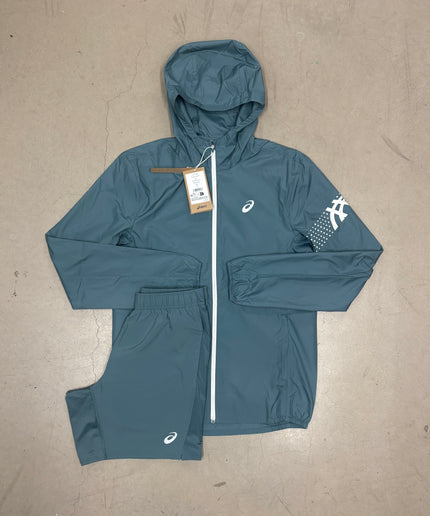 ASICS Foggy Teal Icon SS Jacket x Icon Shorts Matching Set