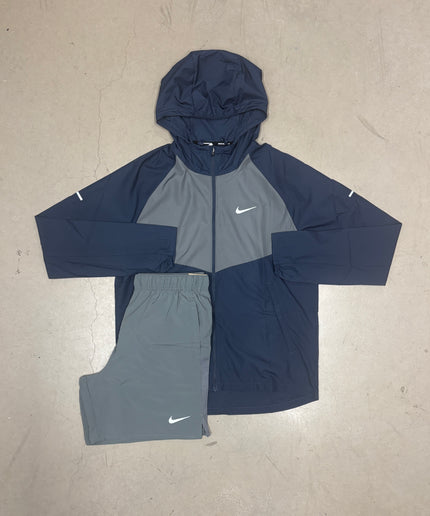 Nike Thunder Blue/Grey Repel Miler Jacket x Grey Challenger Shorts
