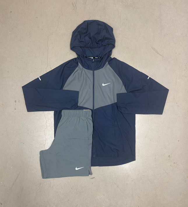 Nike Thunder Blue/Grey Repel Miler Jacket x Grey Challenger Shorts