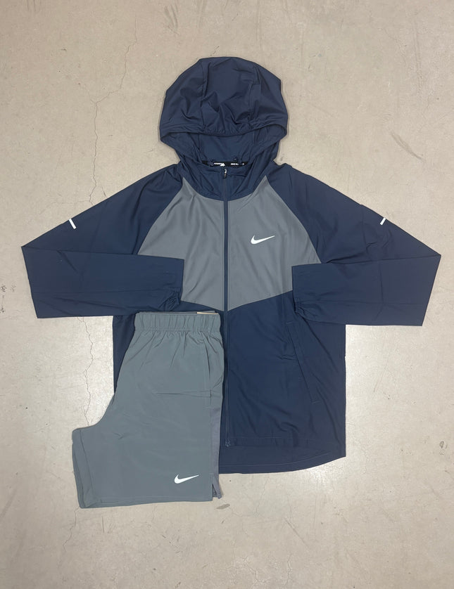 Nike Thunder Blue/Grey Repel Miler Jacket x Grey Challenger Shorts
