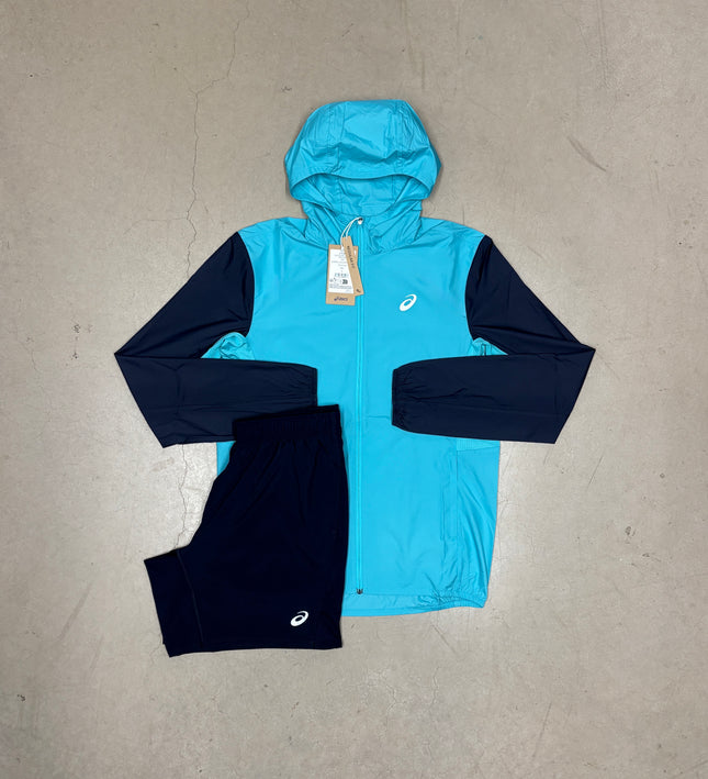 ASICS Midnight/Mint Energy Core Jacket x ASICS Midnight Core Shorts