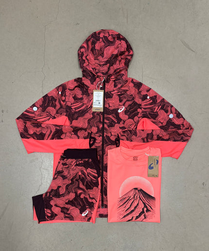 ASICS Hot Red Fujitrail Windrunner x 5" Shorts Full Bundle