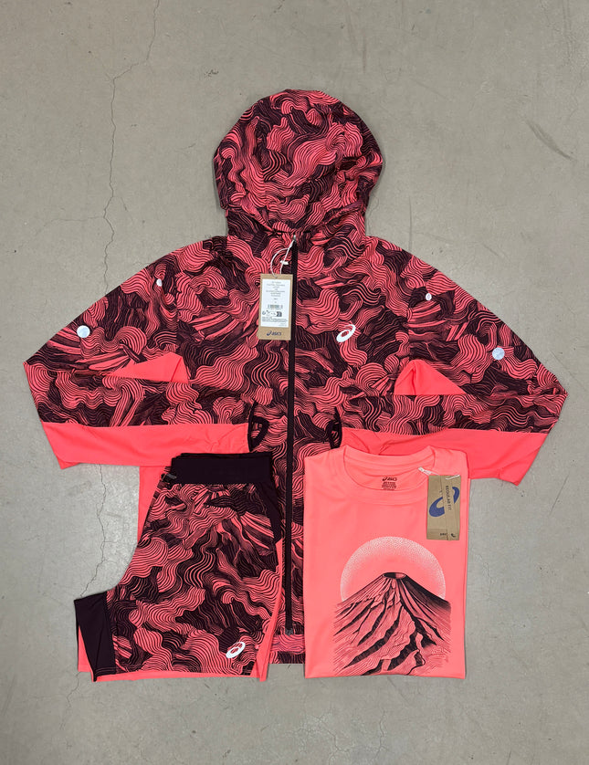ASICS Hot Red Fujitrail Windrunner x 5" Shorts Full Bundle
