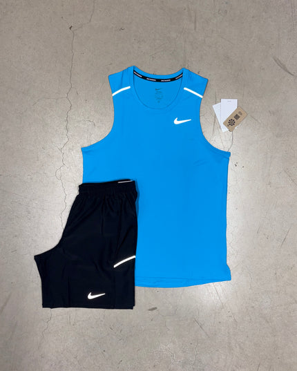 Nike Current Blue Dri-Fit Miler Vest x Black Miler 7" Shorts