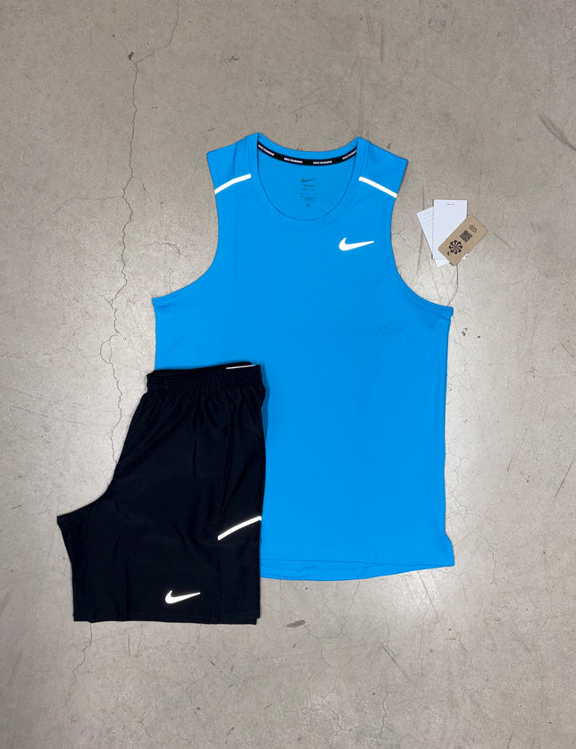 Nike Current Blue Dri-Fit Miler Vest x Black Miler 7" Shorts