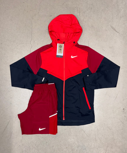 Nike Red/Black Repel UV Windrunner Jacket x 7" Red Miler Shorts