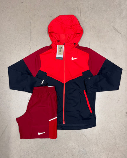 Nike Red/Black Repel UV Windrunner Jacket x 7" Red Miler Shorts